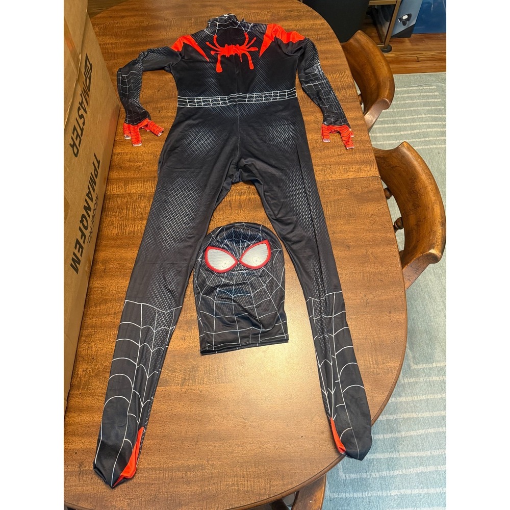 Spider-Man Miles Morales Style Costume M Black Red Bodysuit Mask Cosplay